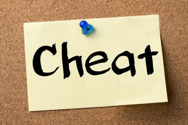 Hile - yapışkanlı etiket bulletin board tutturulmuş