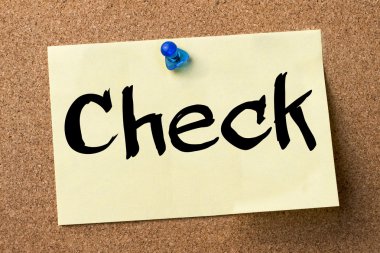 Kontrol - yapışkanlı etiket bulletin board tutturulmuş