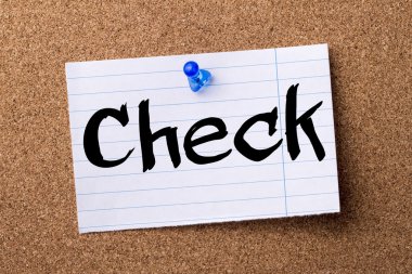 Kontrol - kalçası not kağıdı bulletin board tutturulmuş