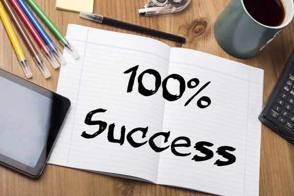 100% Successo - Blocco note con testo — Foto Stock