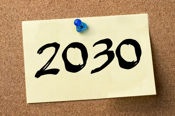 2030 - αυτοκόλλητη ετικέτα καρφιτσωμένες στον πίνακα ανακοινώσεων — Φωτογραφία Αρχείου