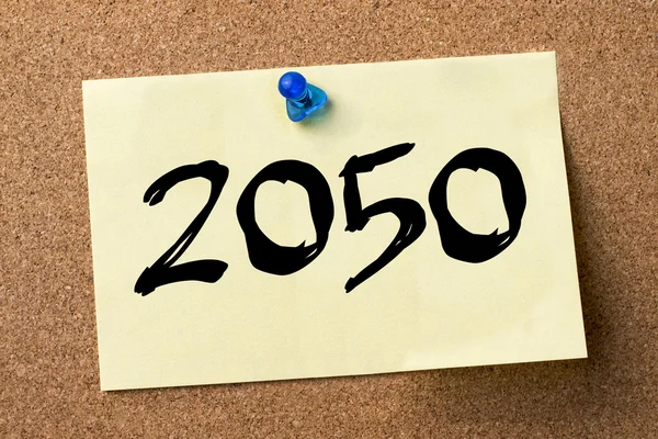 Το 2050 - αυτοκόλλητη ετικέτα καρφιτσωμένες στον πίνακα ανακοινώσεων — Φωτογραφία Αρχείου