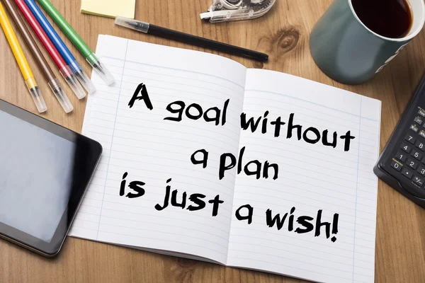 Sadece bir dilek bir plan olmadan bir hedeftir! -Not Defteri ile metin