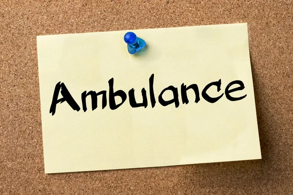 Ambulance - adhesive label pinned on bulletin board — Stock Photo, Image