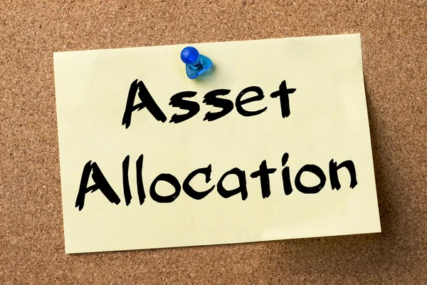 Asset Allocation - adhesive label pinned on bulletin board — Stock Photo, Image