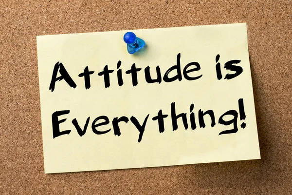 Attitude is Everything! - adhesive label pinned on bulletin boar