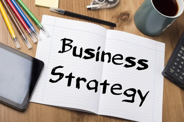 Strategia biznesowa - skrypt dłużny podkładka z tekstem — Zdjęcie stockowe
