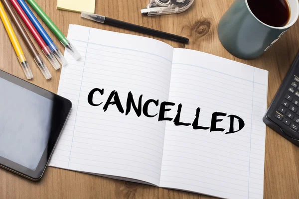 CANCELLED - Note Pad With Text — Stock Photo, Image