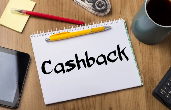 Cashback - skrypt dłużny podkładka z tekstem — Zdjęcie stockowe