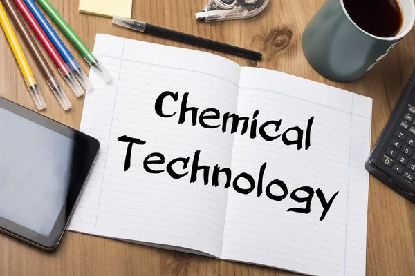 Tecnologia química - Almofada de notas com texto — Fotografia de Stock