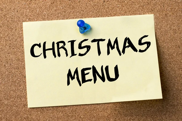 CHRISTMAS MENU - etiqueta adesiva fixada no quadro de avisos — Fotografia de Stock