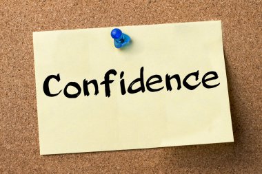 Confidence  - adhesive label pinned on bulletin board clipart