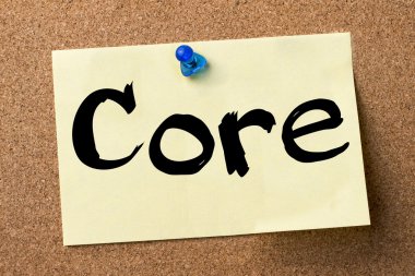 Çekirdek - yapışkanlı etiket bulletin board tutturulmuş.