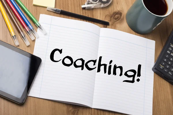 Coaching! -Note Pad met tekst — Stockfoto