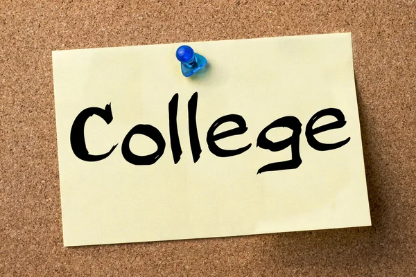 College - adhesive label pinned on bulletin board