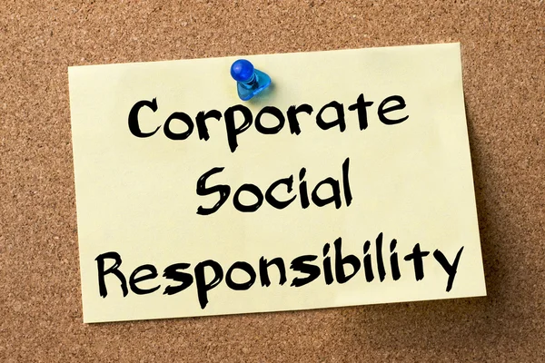 Corporate Social Responsibility Csr - självhäftande etikett fäst på b — Stockfoto