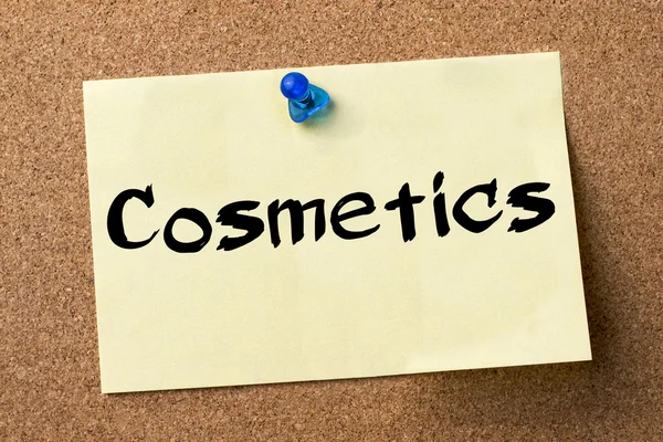 Cosmetica - etiket vastgemaakt op prikbord — Stockfoto