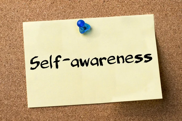 Self-awareness  - adhesive label pinned on bulletin board — Stock Photo, Image