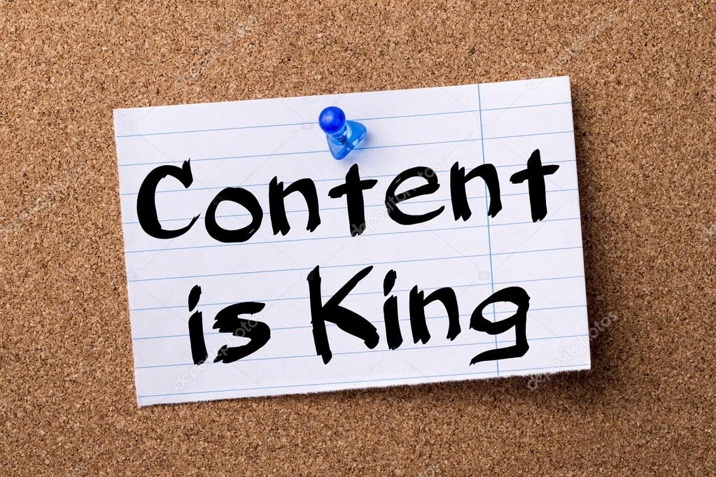 Content is King - teared note paper pinned on bulletin board