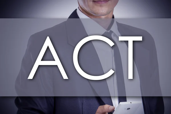 ACT - Joven empresario con texto - concepto de negocio — Foto de Stock