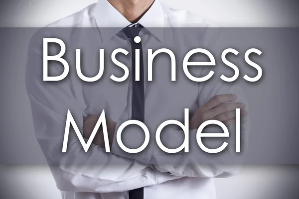 Business Model - ung affärsman med text - affärsidé — Stockfoto