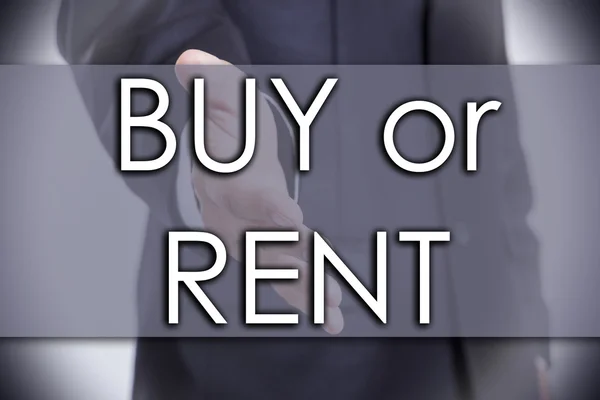 BUY atau RENT - konsep bisnis dengan teks — Stok Foto