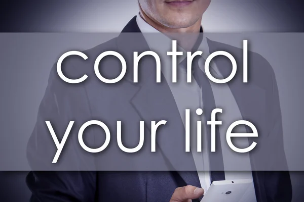 Controle van uw leven - jonge zakenman met tekst - business conce — Stockfoto