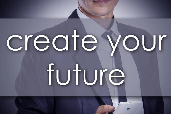Criar o seu futuro - Jovem empresário com texto - business conc — Fotografia de Stock