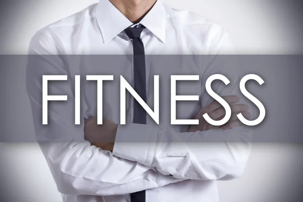 Fitness - ung affärsman med text - affärsidé — Stockfoto