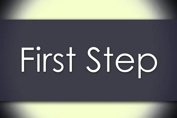 Első lépés - üzleti koncepció, szöveg — Stock Fotó