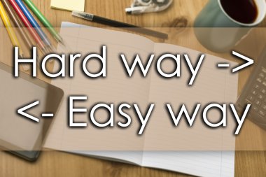 Zor yoldan, kolay yol - iş kavramı ile metin