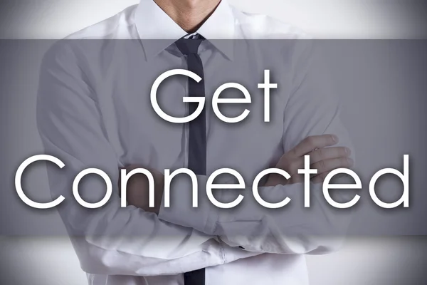 Get Connected - Jovem empresário com texto - conceito de negócio — Fotografia de Stock