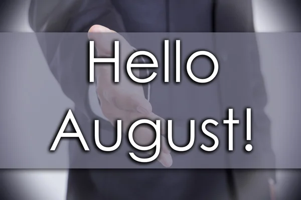 Hallo augustus! -businessconcept met tekst — Stockfoto