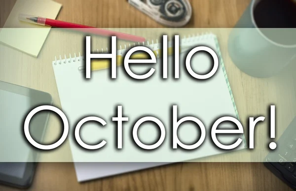 Halo Oktober! - konsep bisnis dengan teks — Stok Foto