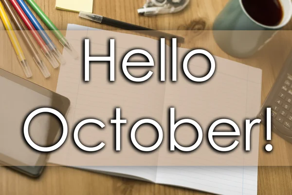 Halo Oktober! - konsep bisnis dengan teks — Stok Foto