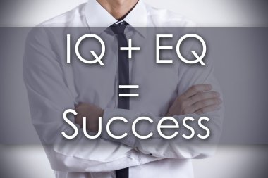 IQ ve Eq başarı - metin ile genç işadamı - iş conce eşit