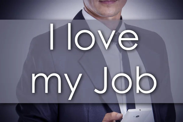 I love my Job - Young businessman with text - business concept — Stock Photo, Image