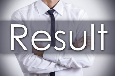 Sonuç - metin ile genç işadamı - iş kavramı