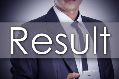 Sonuç - metin ile genç işadamı - iş kavramı