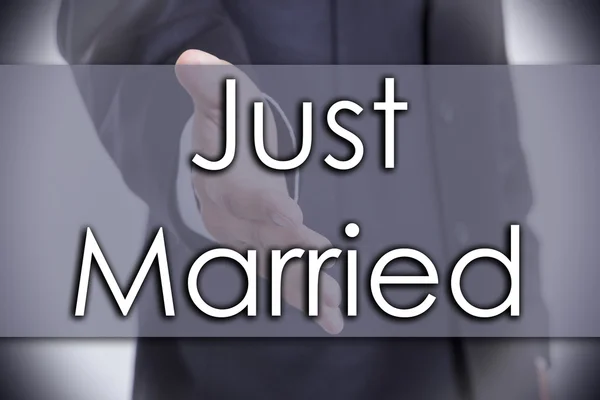 Just Married - conceito de negócio com texto — Fotografia de Stock