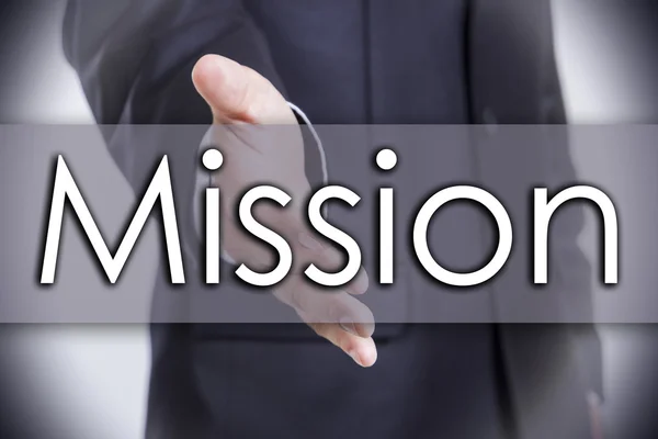 Misja - koncepcja biznesowa z tekstem — Zdjęcie stockowe
