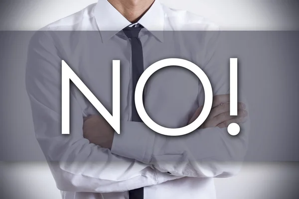 No! - Giovane imprenditore con testo - concetto di impresa — Foto Stock