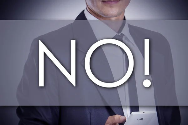 ¡No! - Joven empresario con texto - concepto de negocio — Foto de Stock