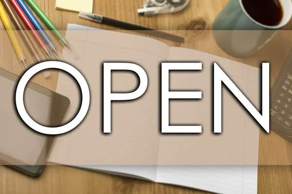 OPEN - business concept with text — Stock Photo, Image