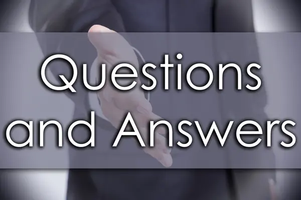 Kérdések és válaszok - üzleti koncepció, szöveg — Stock Fotó