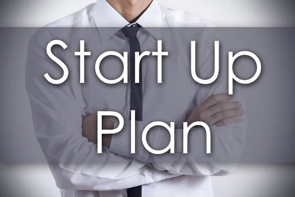 Start Up Plan - Young businessman with text - business concept