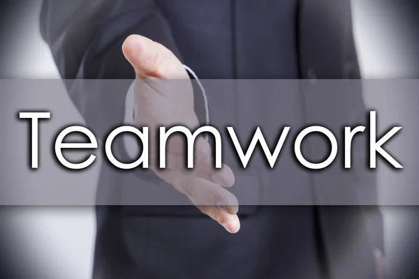 Teamwork - бізнес-концепція з текстом — стокове фото