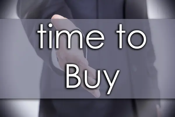 Czas, aby kupić - koncepcja biznesowa z tekstem — Zdjęcie stockowe
