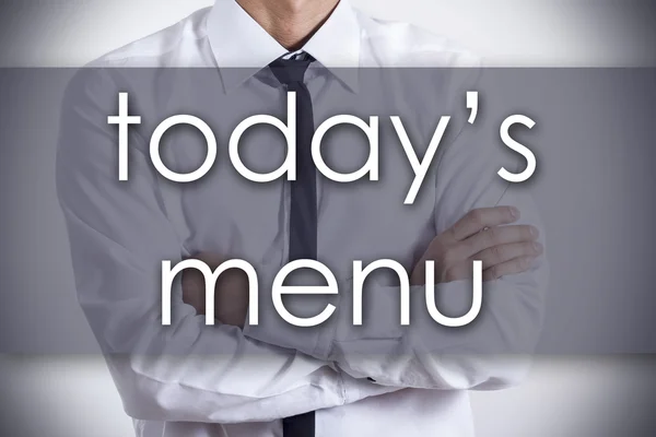 Today's menu - Young businessman with text - business concept — Stock Photo, Image