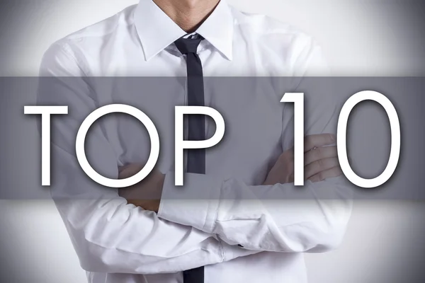 TOP 10 - Joven empresario con texto - concepto de negocio —  Fotos de Stock